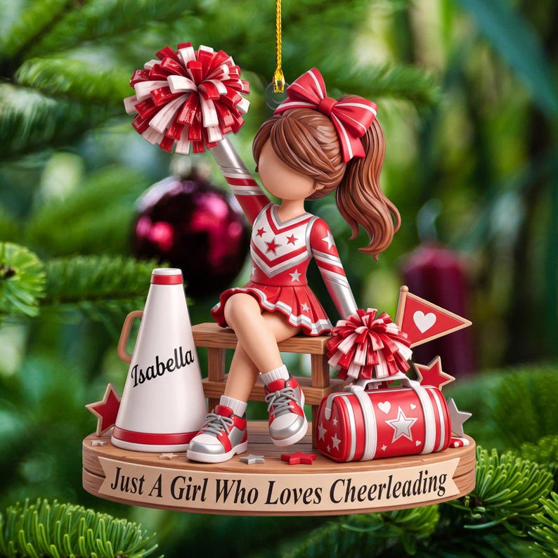 Personalized Cheerleading Acrylic Ornament, Custom Cheer Squad Gift for Girl, Cheerleader Christmas Keepsake, Cheer Mom Decor
