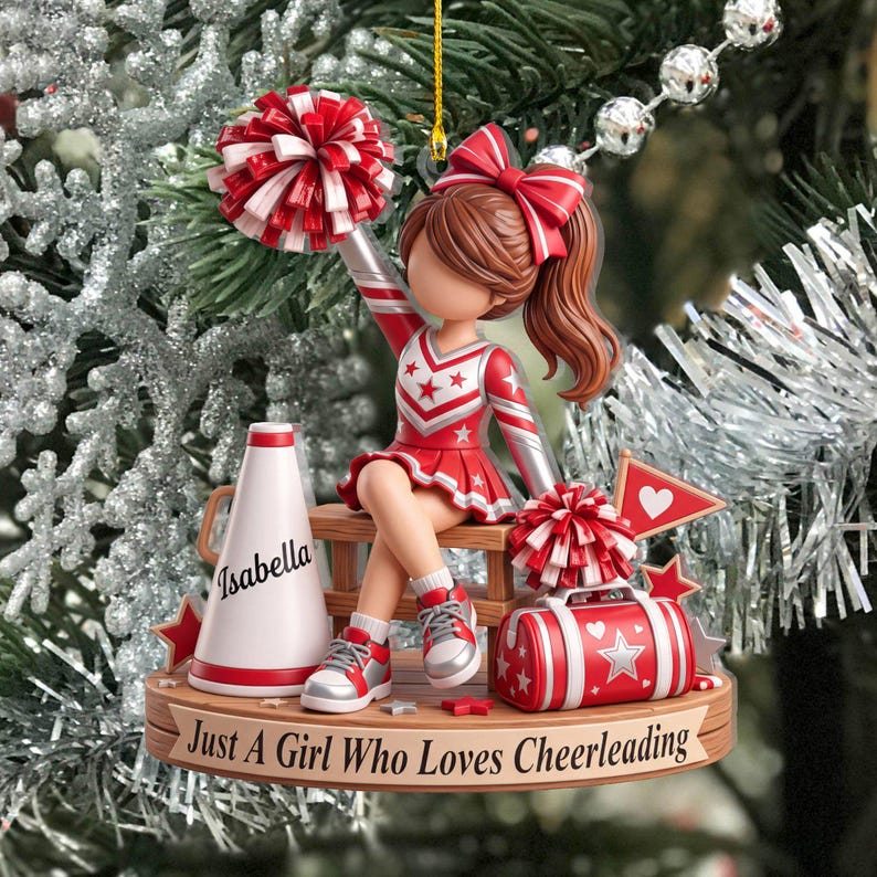 Personalized Cheerleading Acrylic Ornament, Custom Cheer Squad Gift for Girl, Cheerleader Christmas Keepsake, Cheer Mom Decor