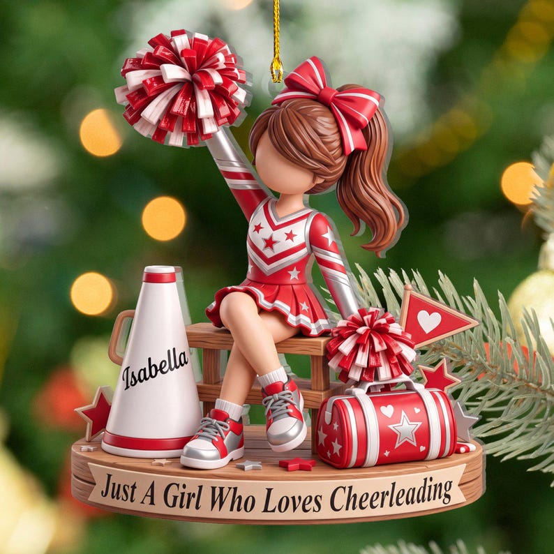 Personalized Cheerleading Acrylic Ornament, Custom Cheer Squad Gift for Girl, Cheerleader Christmas Keepsake, Cheer Mom Decor