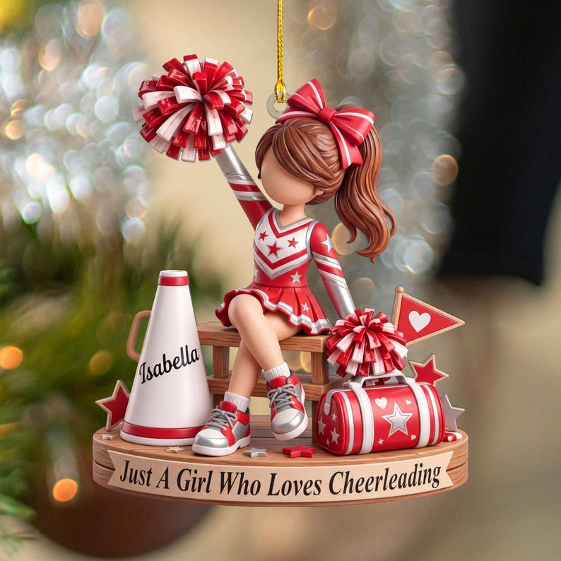 Personalized Cheerleading Acrylic Ornament, Custom Cheer Squad Gift for Girl, Cheerleader Christmas Keepsake, Cheer Mom Decor