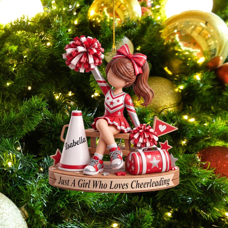 Personalized Cheerleading Acrylic Ornament, Custom Cheer Squad Gift for Girl, Cheerleader Christmas Keepsake, Cheer Mom Decor