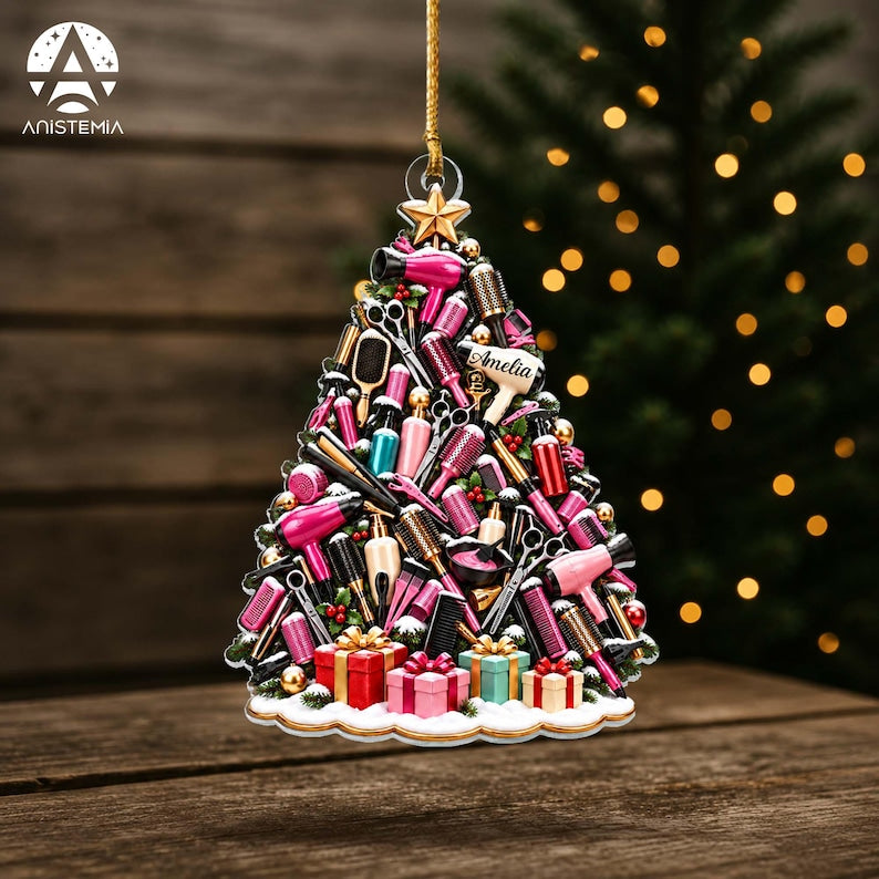 Personalized Hairstylist Christmas Ornament, Custom Hair Salon Stylist Gift, Beauty Professional Keepsake