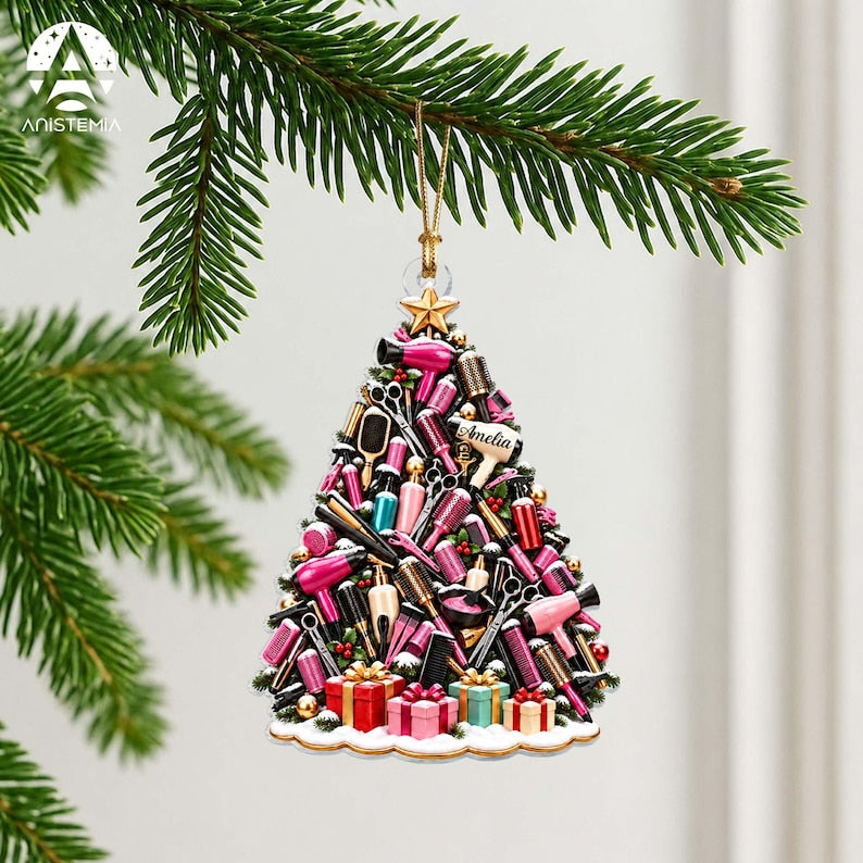Personalized Hairstylist Christmas Ornament, Custom Hair Salon Stylist Gift, Beauty Professional Keepsake