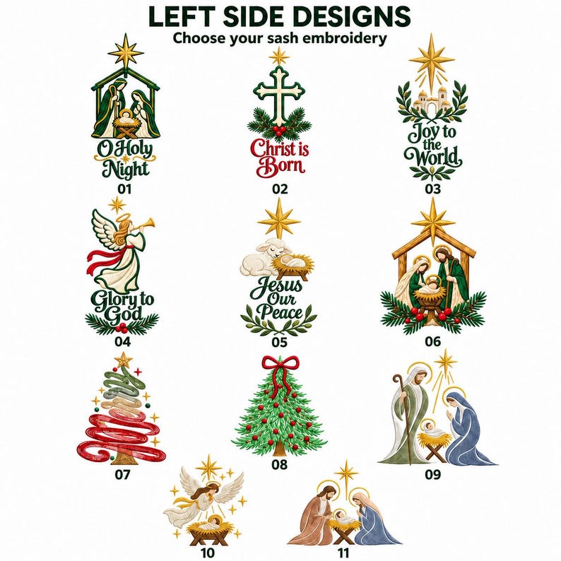 Personalized Christian Christmas Wreath Sash, Religious Wreath Sash With Monogram, Embroidered Front Door Decor