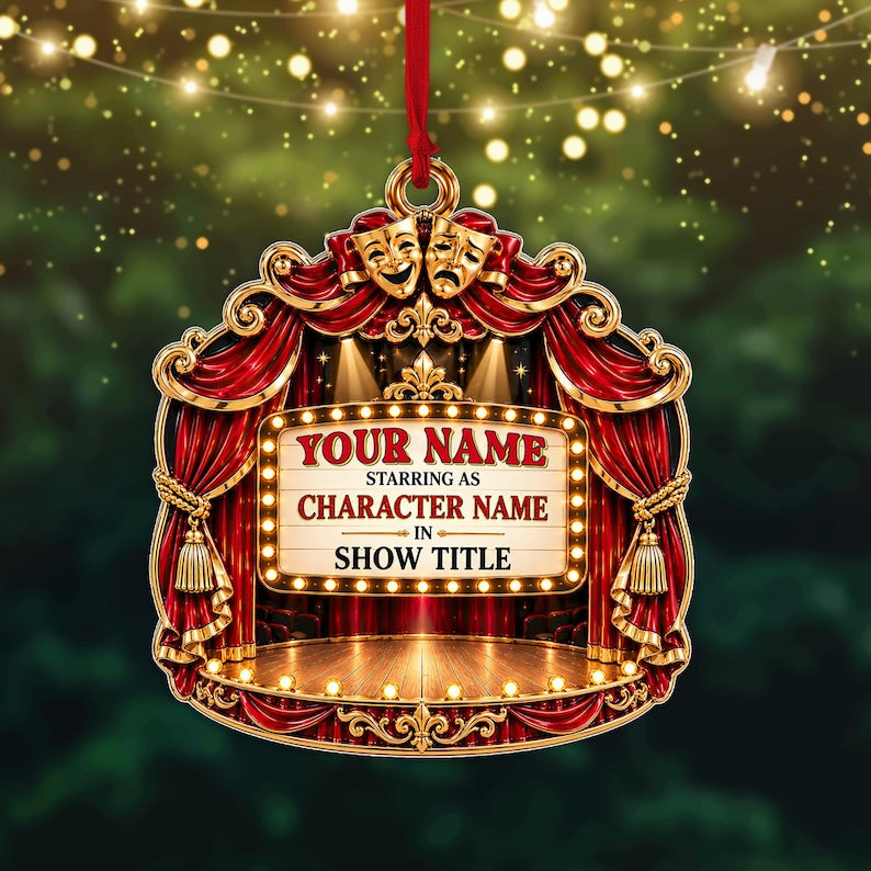 Personalized Theater Ornament, Actor Actress Christmas Ornament, Musical Theatre Christmas Ornament, Drama Student Gift