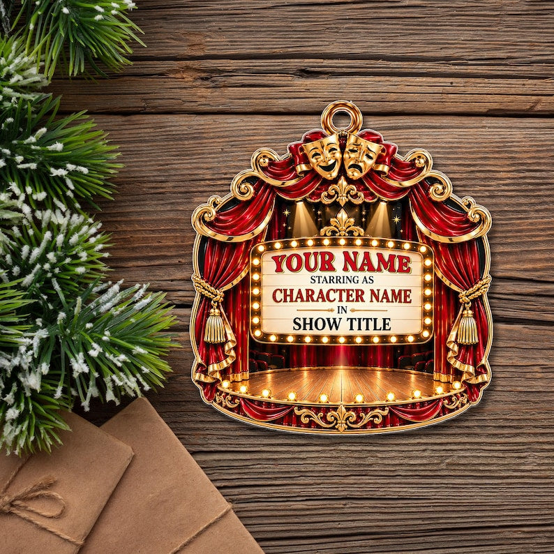 Personalized Theater Ornament, Actor Actress Christmas Ornament, Musical Theatre Christmas Ornament, Drama Student Gift