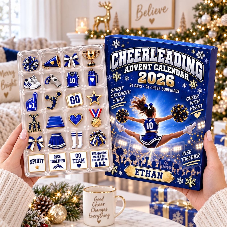 Personalized Cheerleading Advent Calendar, Custom Name 24 Day Cheer Blind Box