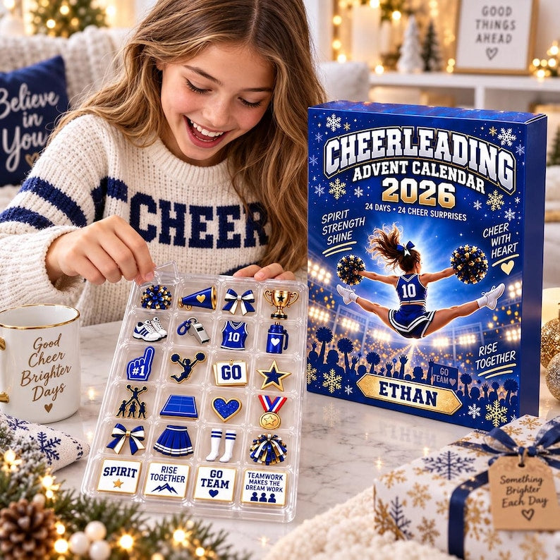 Personalized Cheerleading Advent Calendar, Custom Name 24 Day Cheer Blind Box