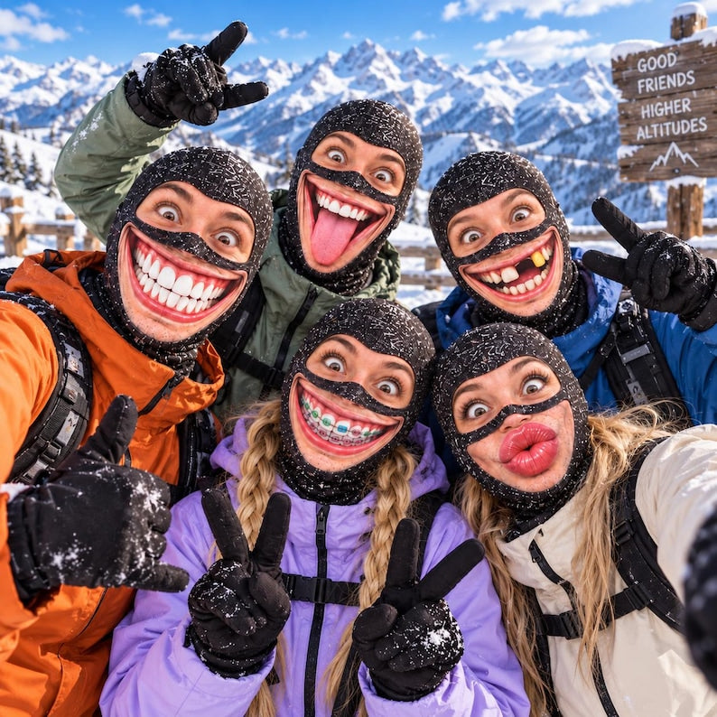 Funny Printed Balaclava Ski Mask, Gag Gift for Skiers, Snowboarders, Campers