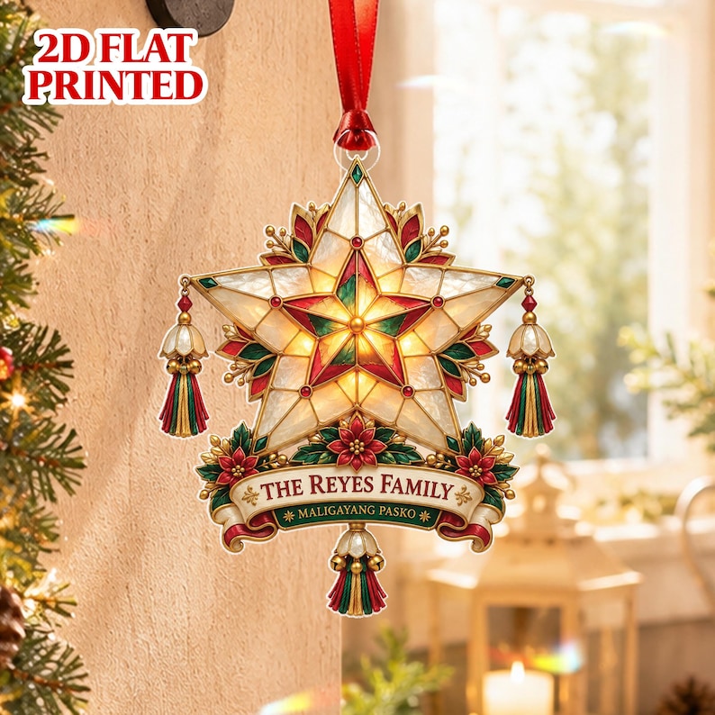 Personalized Parol Ornament, Filipino Christmas Decor, Maligayang Pasko Gift, Custom Family Ornament, Pinoy Holiday Keepsake