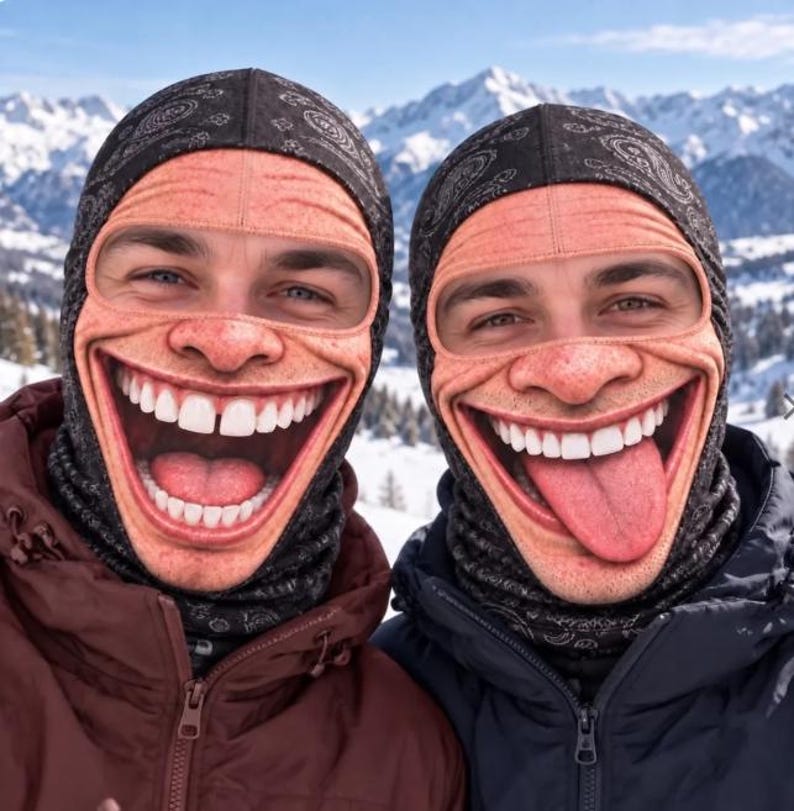 Custom Funny Face Ski Mask, Personalized Balaclava for Ski Lovers, Novelty Winter Face Covering, Funny Snowboarding Gift