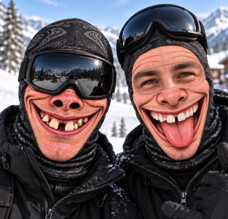 Custom Funny Face Ski Mask, Personalized Balaclava for Ski Lovers, Novelty Winter Face Covering, Funny Snowboarding Gift