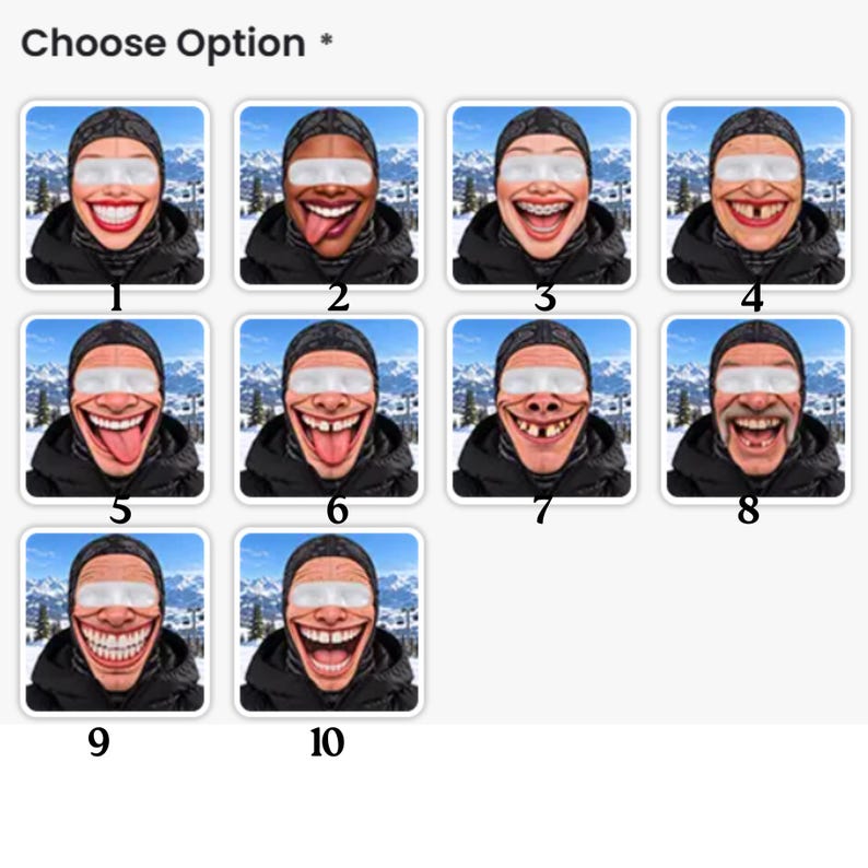 Custom Funny Face Ski Mask, Personalized Balaclava for Ski Lovers, Novelty Winter Face Covering, Funny Snowboarding Gift
