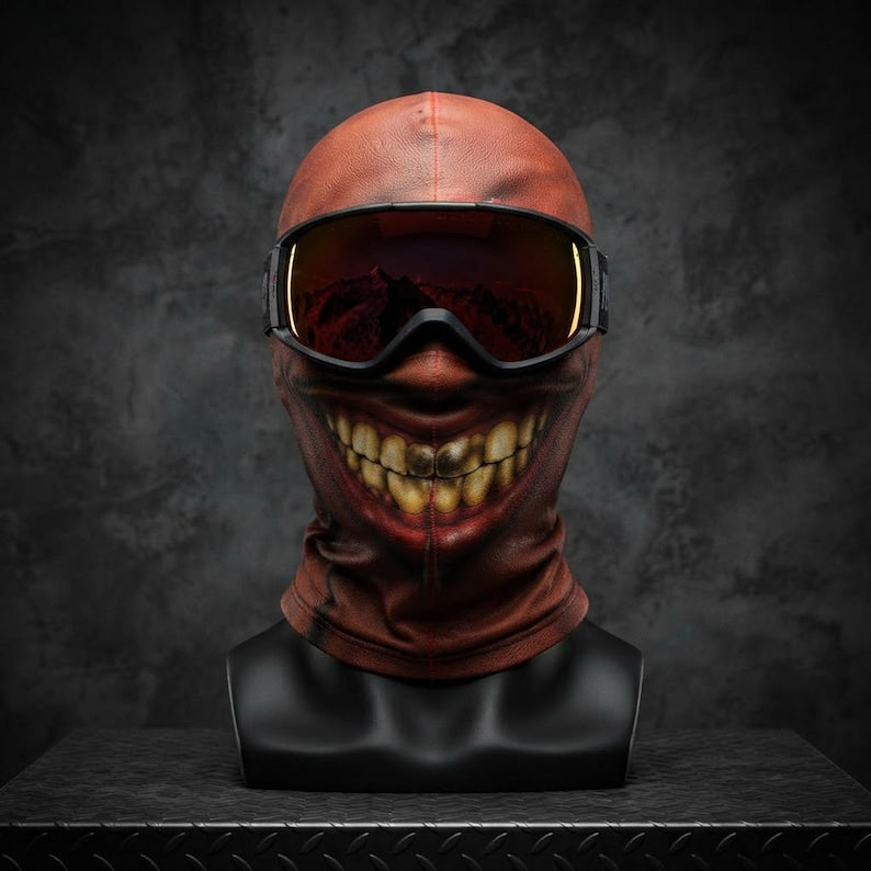 Funny Creepy Smile Ski Balaclava, Novelty Snowboard Mask, Horror Skiing Gag Gift