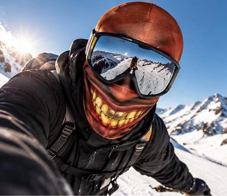 Funny Creepy Smile Ski Balaclava, Novelty Snowboard Mask, Horror Skiing Gag Gift