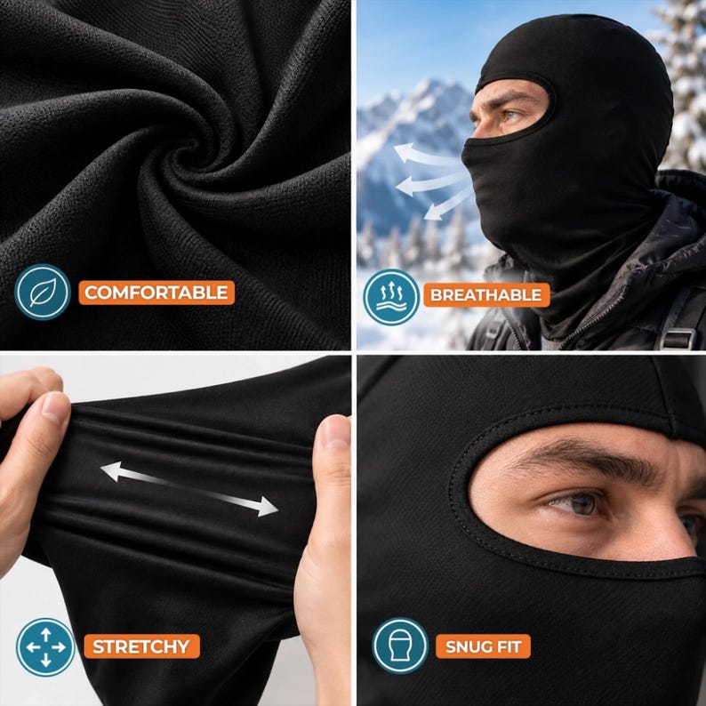 Funny Couple Ski Masks, Printed Face Balaclava Set, Winter Adventure Gift