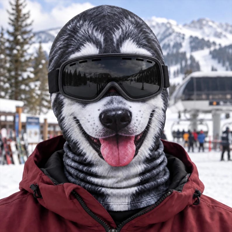 Custom Funny Face Pets Ski Mask, Personalized Ski Balaclava Mask, Novelty Face Mask for Snowboarding, Gift for Ski Lovers