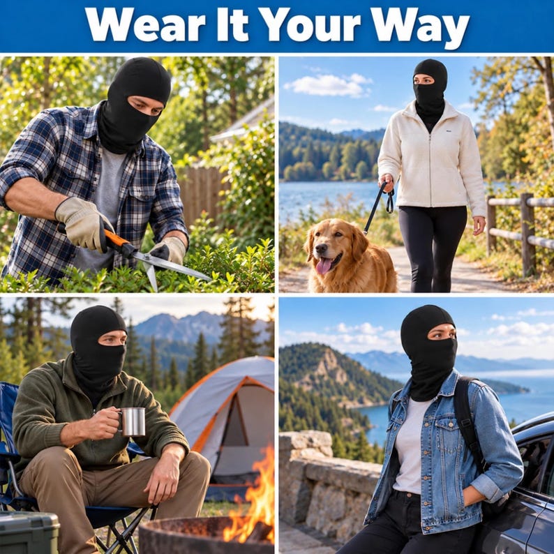 Funny Couple Ski Masks, Printed Face Balaclava Set, Winter Adventure Gift