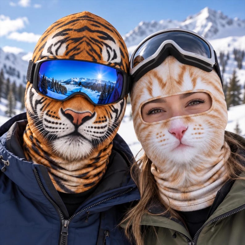 Custom Funny Face Pets Ski Mask, Personalized Ski Balaclava Mask, Novelty Face Mask for Snowboarding, Gift for Ski Lovers