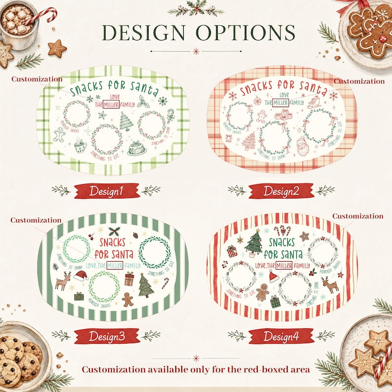Personalized Santa Cookie Plate, Cookies for Santa Platter, Custom Holiday Christmas Plate
