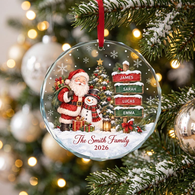 Personalized Family Names Christmas Ornament, Custom Family Name Glass Ornament, Family Keepsake 2026