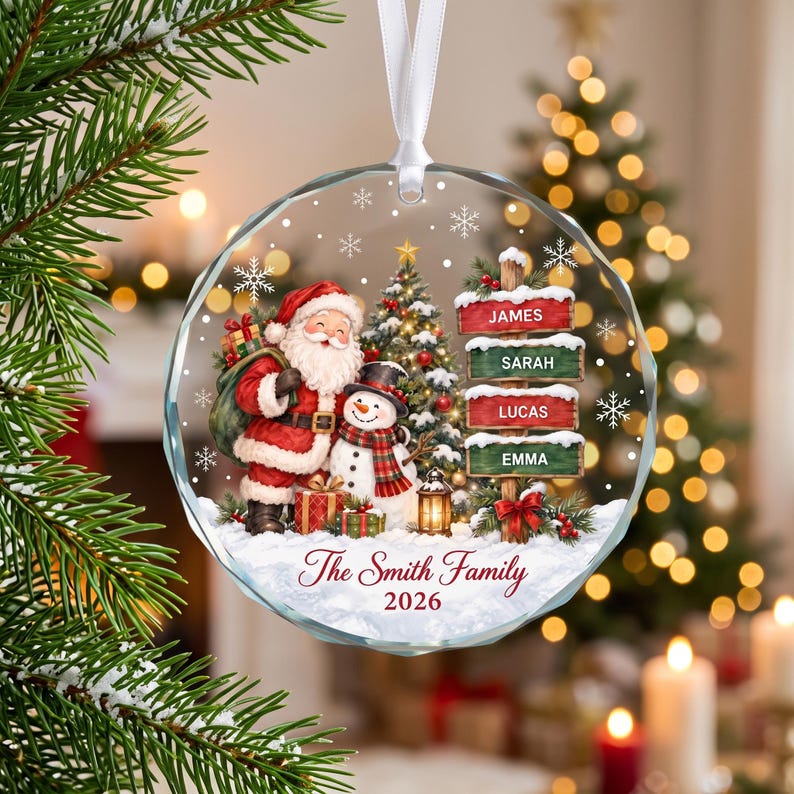 Personalized Family Names Christmas Ornament, Custom Family Name Glass Ornament, Family Keepsake 2026