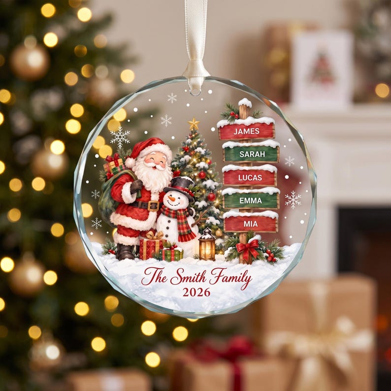 Personalized Family Names Christmas Ornament, Custom Family Name Glass Ornament, Family Keepsake 2026