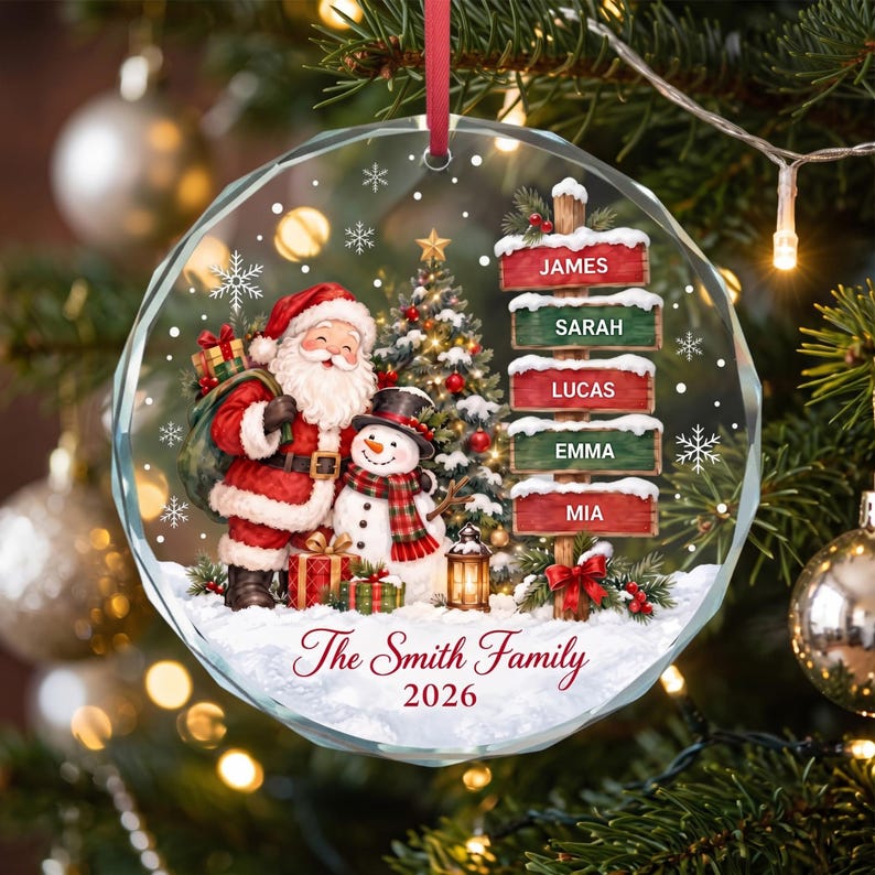 Personalized Family Names Christmas Ornament, Custom Family Name Glass Ornament, Family Keepsake 2026
