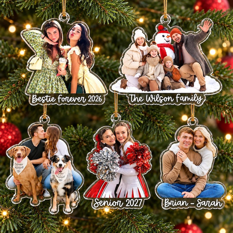 Custom Photo Ornament, Large Family Christmas Ornament 2026, Personalized Picture Acrylic Ornament, Christmas Gifts