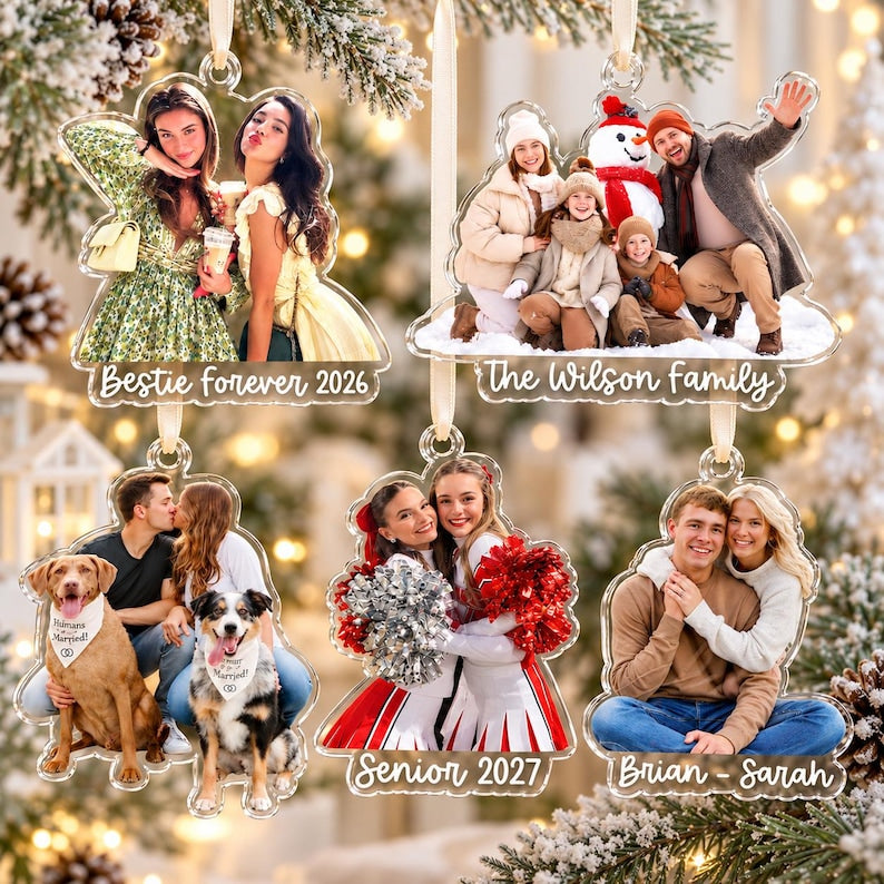 Custom Photo Ornament, Large Family Christmas Ornament 2026, Personalized Picture Acrylic Ornament, Christmas Gifts
