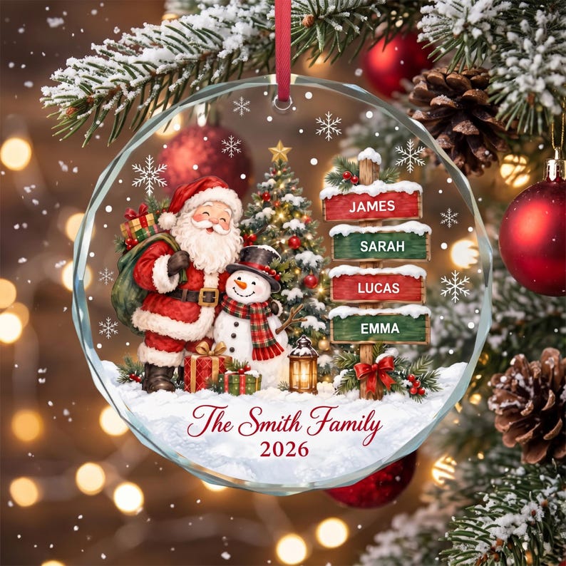 Personalized Family Names Christmas Ornament, Custom Family Name Glass Ornament, Family Keepsake 2026
