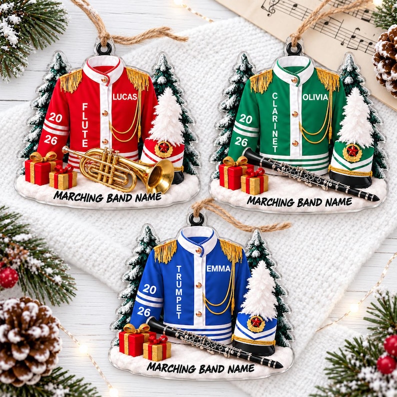 Custom High School Band Ornament, Band Ornament,2D Band Keepsake Gift, Marching Band Gift for Music Students
