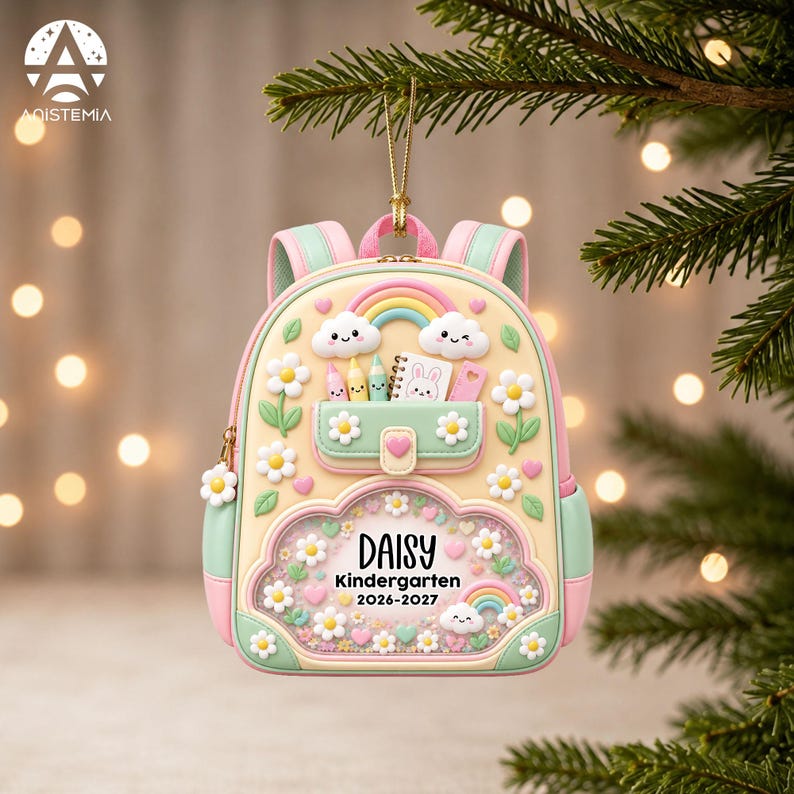 Personalized Kids School Backpack Ornament, Kids Christmas Gift, Kindergarten 2026 Ornament