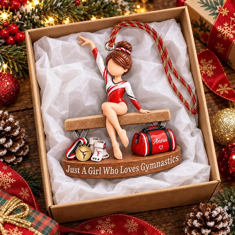 Just A Girl Who Loves Gymnastics, Personalized Gymnastics Ornament, Gift for Gymnast
