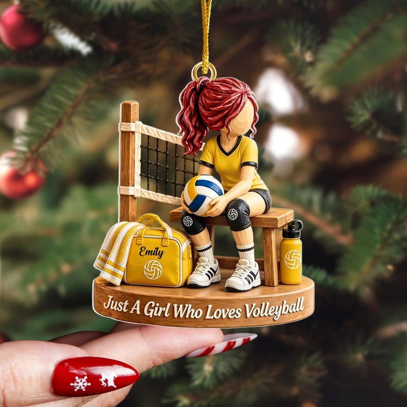 Just A Girl Who Loves Volleyball, Personalized Volleyball Girl Ornament, Custom Name Athlete Xmas Gift