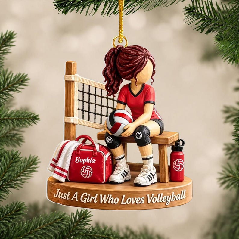 Just A Girl Who Loves Volleyball, Personalized Volleyball Girl Ornament, Custom Name Athlete Xmas Gift