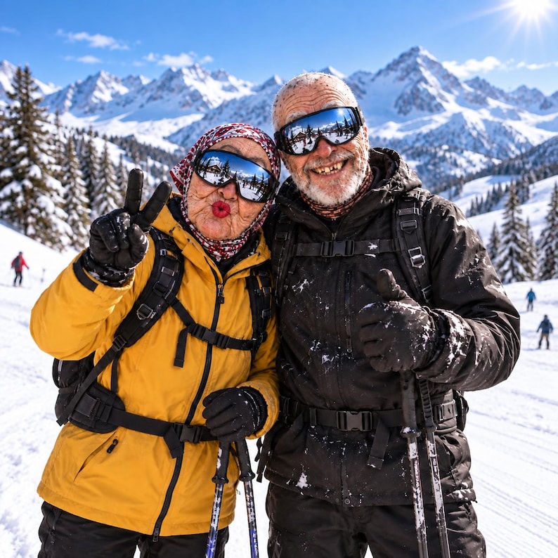 Grandpa Grandma Skiing Balaclava Mask, Funny Face Ski Mask, Grandparents Christmas Gift