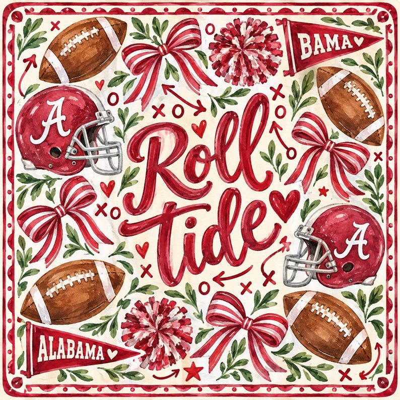 Roll Tide Alabama Mahjong Mat, Crimson Football Helmet Preppy Tailgate Game Night Gift, American Mahjong Table Cover
