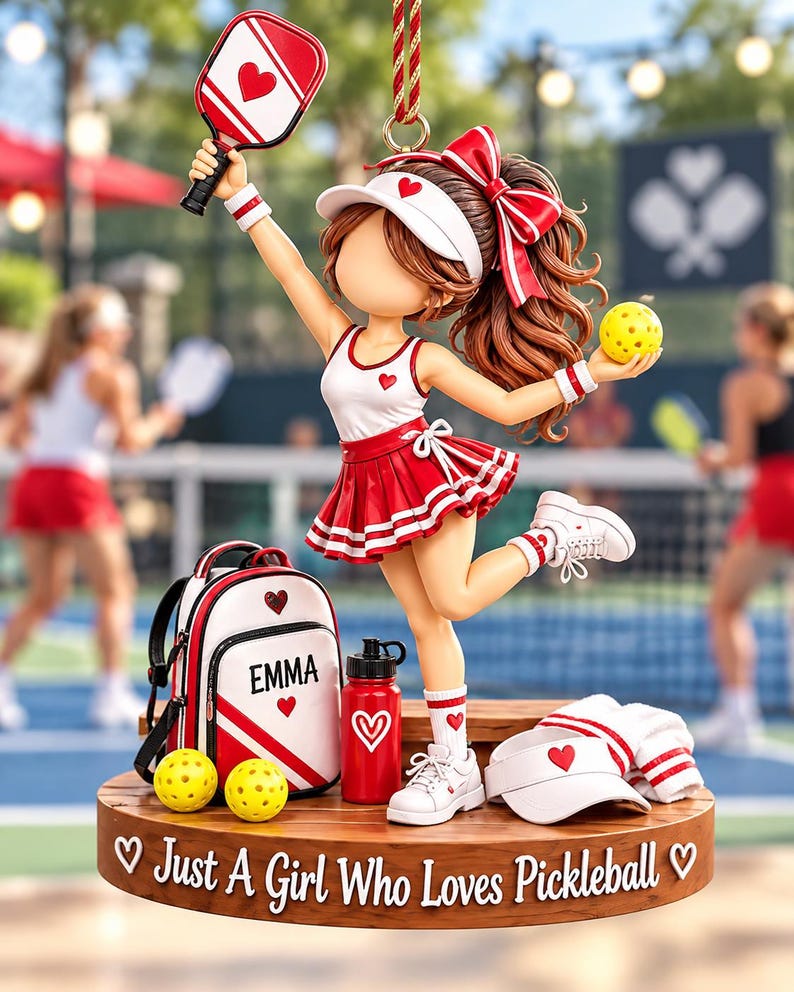 Personalized Girl Sports Christmas Ornament, Just A Girl Who Loves Soccer Pickleball Volleyball Gymnastics Swimming Baking Ornament
