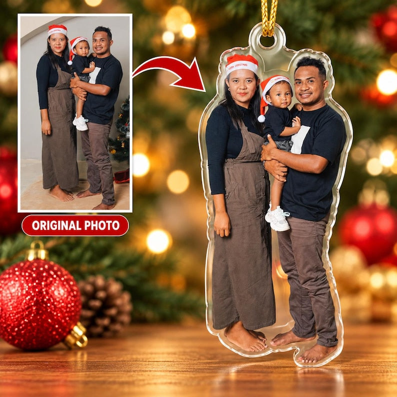 Custom Family Photo Acrylic Christmas Ornament, Personalized Picture Acrylic Ornament, Family Keepsake Gift, Holiday Tree Decoration