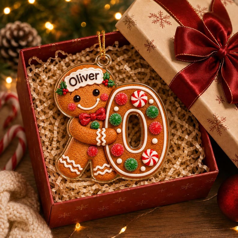 Personalized First Letter Ornament 2026, Snowman Christmas Initial Ornament, Santa Reindeer Gingerbread with Name and Letter Ornament