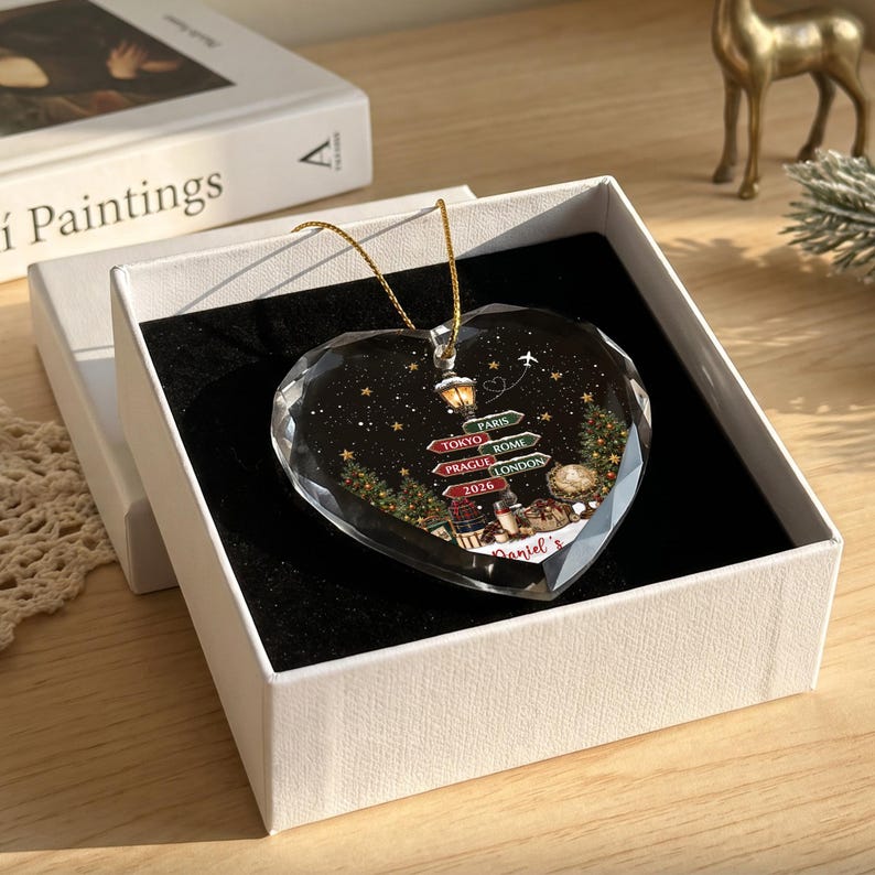 Personalized Travel Christmas Ornament, Custom Name Adventure Keepsake 2026