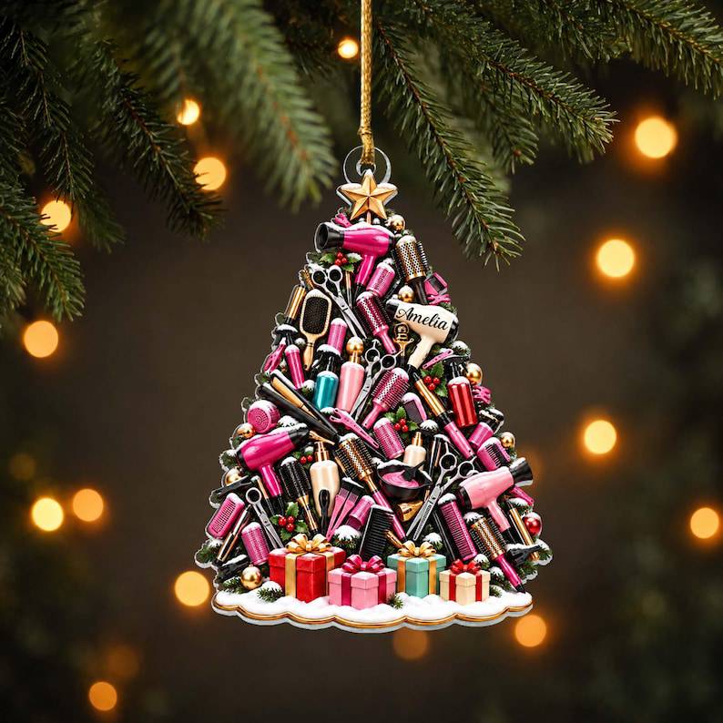 Personalized Hairstylist Christmas Ornament, Custom Hair Salon Stylist Gift, Beauty Professional Keepsake