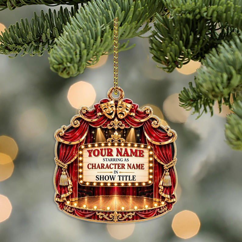 Personalized Theater Ornament, Actor Actress Christmas Ornament, Musical Theatre Christmas Ornament, Drama Student Gift