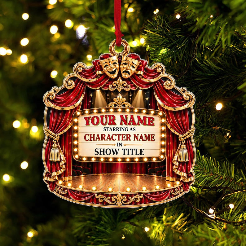 Personalized Theater Ornament, Actor Actress Christmas Ornament, Musical Theatre Christmas Ornament, Drama Student Gift