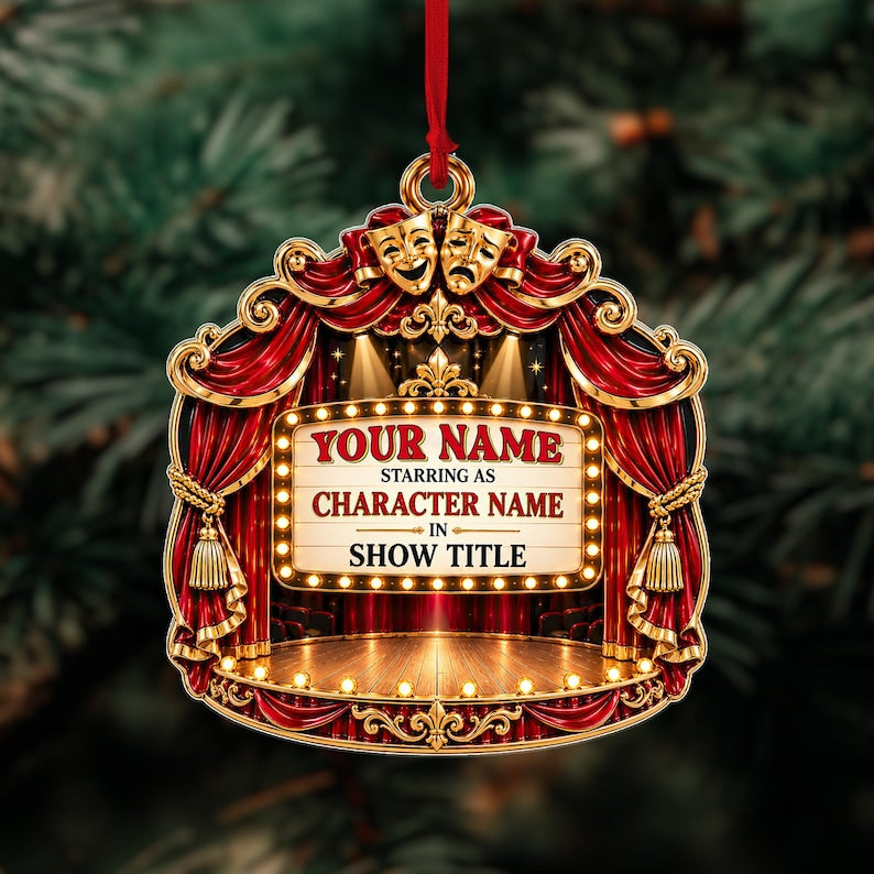 Personalized Theater Ornament, Actor Actress Christmas Ornament, Musical Theatre Christmas Ornament, Drama Student Gift