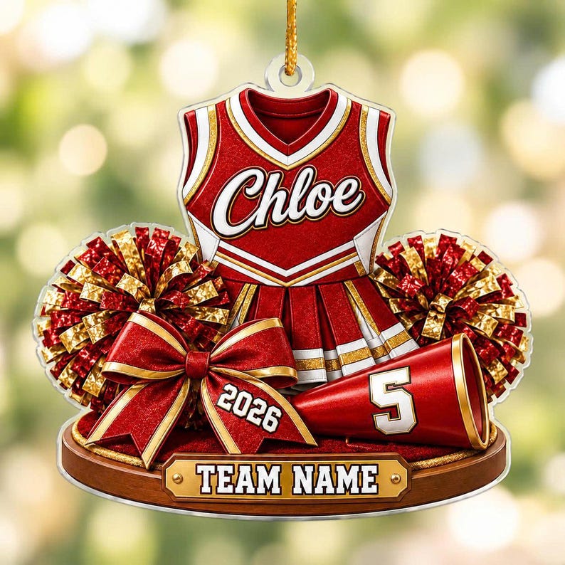 Personalized Cheerleader Ornament, Custom Name Cheer Uniform, Cheerleading Christmas Gift for Girls