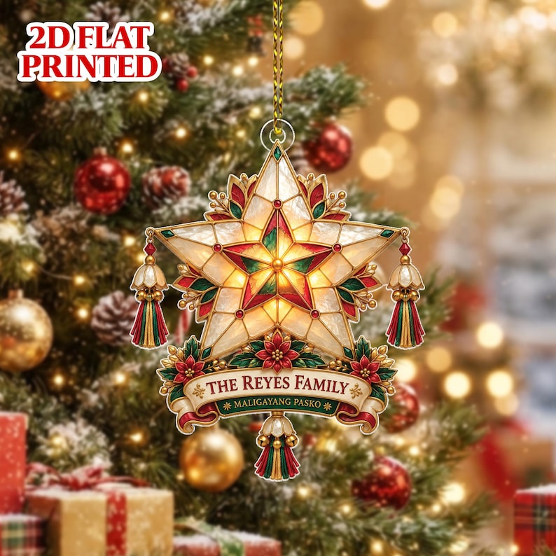 Personalized Parol Ornament, Filipino Christmas Decor, Maligayang Pasko Gift, Custom Family Ornament, Pinoy Holiday Keepsake