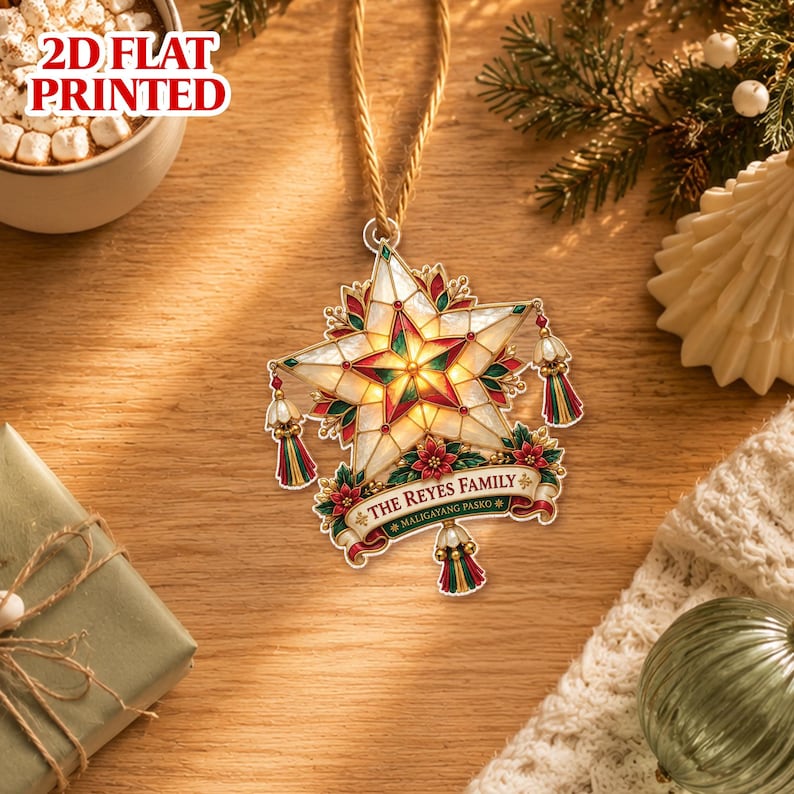 Personalized Parol Ornament, Filipino Christmas Decor, Maligayang Pasko Gift, Custom Family Ornament, Pinoy Holiday Keepsake