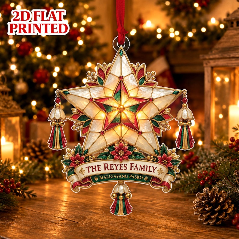 Personalized Parol Ornament, Filipino Christmas Decor, Maligayang Pasko Gift, Custom Family Ornament, Pinoy Holiday Keepsake